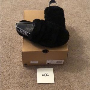 Kids/women’s Ugg Fluff Yeah Slide Sandal New Black